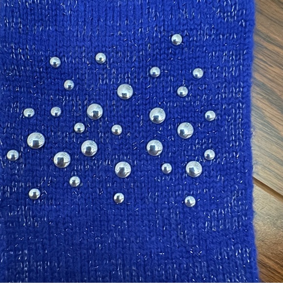 Laundry Shelli Segal Set Wool Gloves and Headband Ear Warmer Royal Blue Metallic - Picture 2 of 14